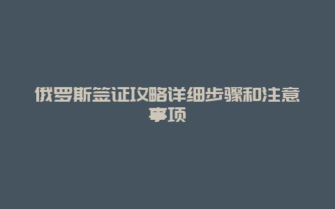 俄罗斯签证攻略详细步骤和注意事项