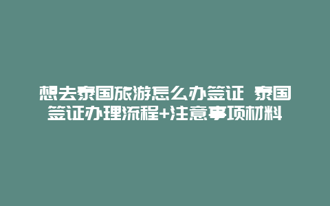 想去泰国旅游怎么办签证 泰国签证办理流程+注意事项材料