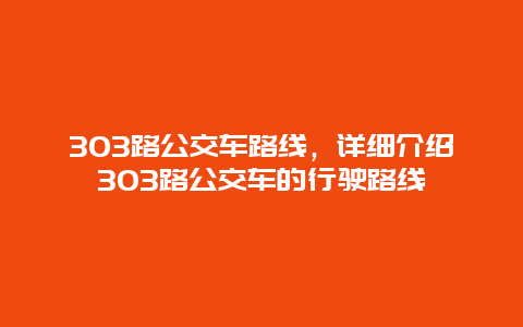 303路公交车路线，详细介绍303路公交车的行驶路线