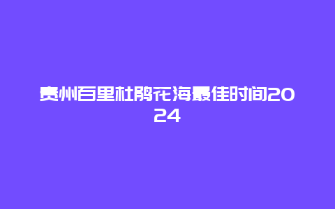 贵州百里杜鹃花海最佳时间2024