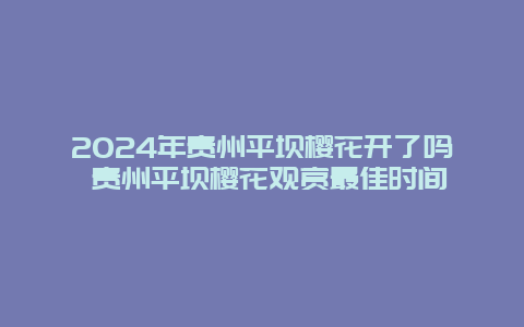 2024年贵州平坝樱花开了吗 贵州平坝樱花观赏最佳时间