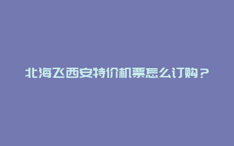 北海飞西安特价机票怎么订购？