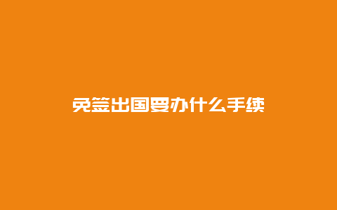 免签出国要办什么手续