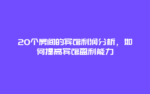 20个房间的宾馆利润分析，如何提高宾馆盈利能力