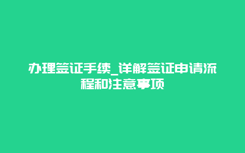 办理签证手续_详解签证申请流程和注意事项