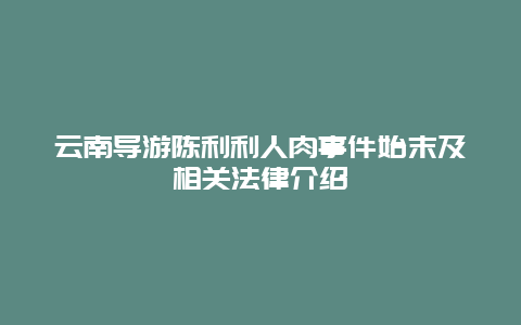 云南导游陈利利人肉事件始末及相关法律介绍