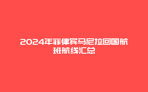 2024年菲律宾马尼拉回国航班航线汇总