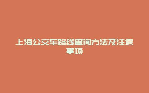 上海公交车路线查询方法及注意事项