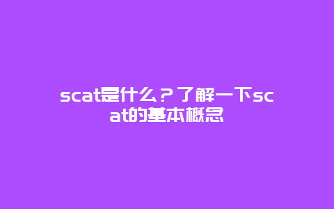 scat是什么？了解一下scat的基本概念