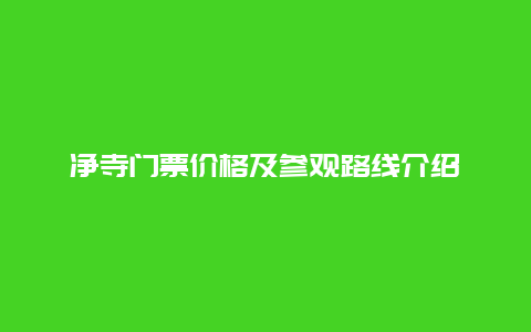 净寺门票价格及参观路线介绍