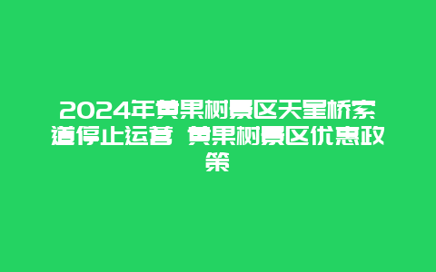 2024年黄果树景区天星桥索道停止运营 黄果树景区优惠政策