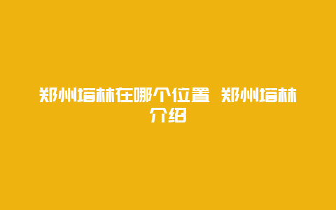 郑州塔林在哪个位置 郑州塔林介绍