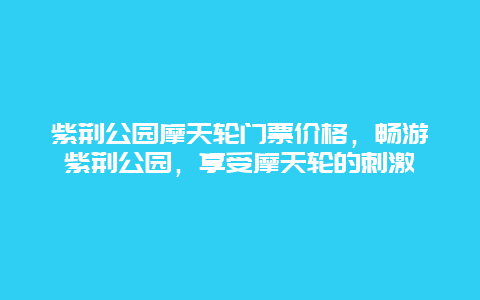 紫荆公园摩天轮门票价格，畅游紫荆公园，享受摩天轮的刺激