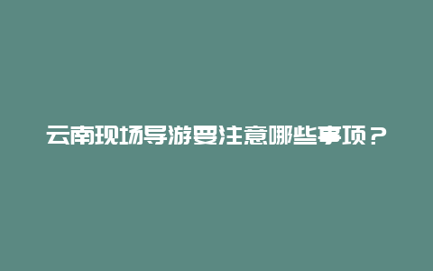 云南现场导游要注意哪些事项？