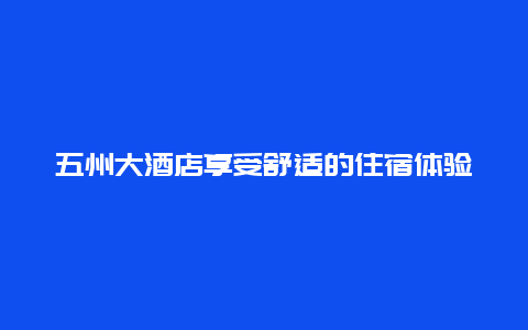 五州大酒店享受舒适的住宿体验