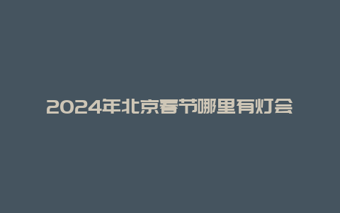 2024年北京春节哪里有灯会