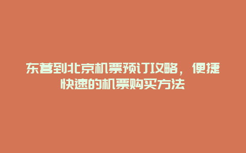 东营到北京机票预订攻略，便捷快速的机票购买方法