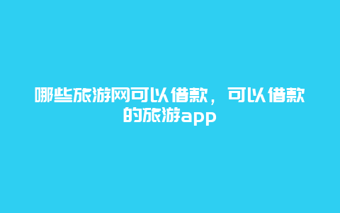 哪些旅游网可以借款，可以借款的旅游app