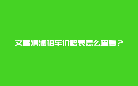 文昌清澜租车价格表怎么查看？