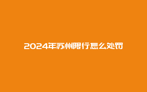 2024年苏州限行怎么处罚