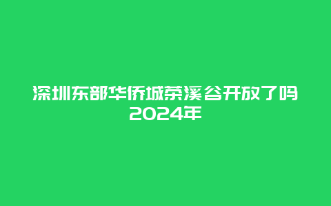 深圳东部华侨城茶溪谷开放了吗2024年