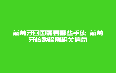 葡萄牙回国需要哪些手续 葡萄牙核酸检测相关信息