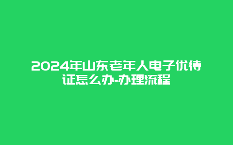 2024年山东老年人电子优待证怎么办-办理流程