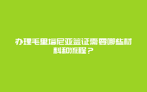 办理毛里塔尼亚签证需要哪些材料和流程？