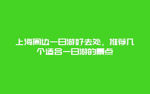 上海周边一日游好去处，推荐几个适合一日游的景点