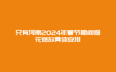 只有河南2024年春节期间烟花燃放具体安排