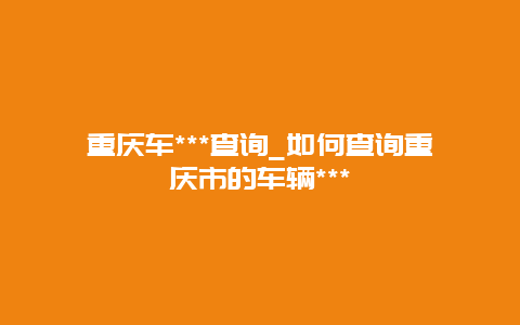 重庆车***查询_如何查询重庆市的车辆***