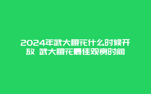 2024年武大樱花什么时候开放 武大樱花最佳观赏时间