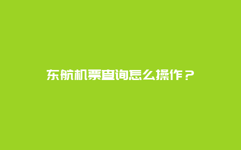 东航机票查询怎么操作？