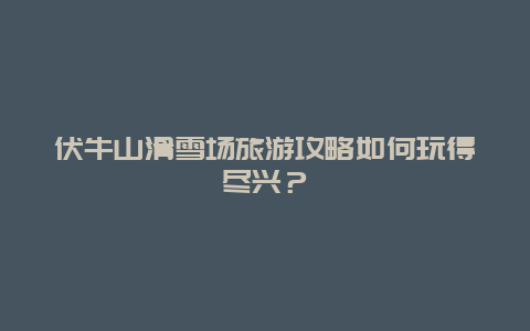 伏牛山滑雪场旅游攻略如何玩得尽兴？