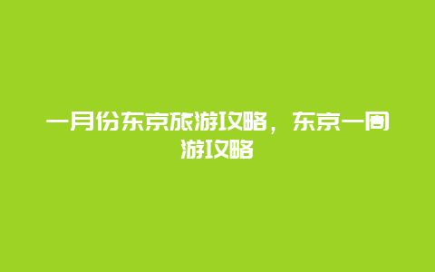 一月份东京旅游攻略，东京一周游攻略