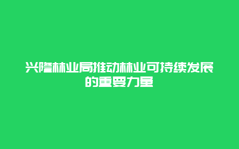 兴隆林业局推动林业可持续发展的重要力量