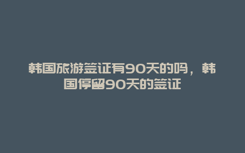 韩国旅游签证有90天的吗，韩国停留90天的签证