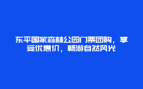 东平国家森林公园门票团购，享受优惠价，畅游自然风光