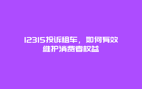 12315投诉租车，如何有效维护消费者权益