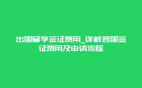 出国留学签证费用_详解各国签证费用及申请流程