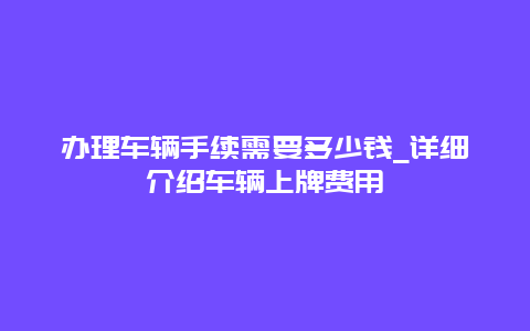 办理车辆手续需要多少钱_详细介绍车辆上牌费用