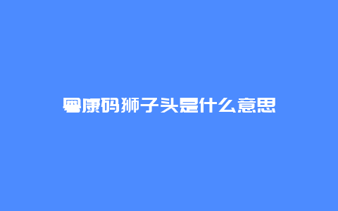 粤康码狮子头是什么意思