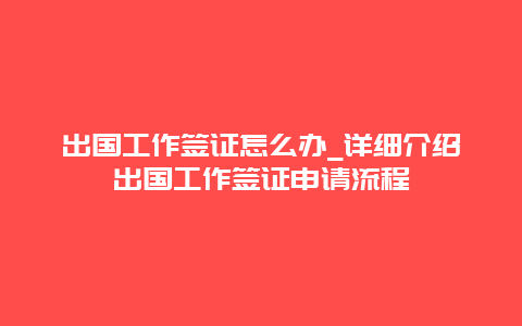 出国工作签证怎么办_详细介绍出国工作签证申请流程