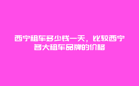 西宁租车多少钱一天，比较西宁各大租车品牌的价格