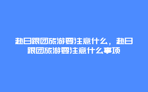 赴日跟团旅游要注意什么，赴日跟团旅游要注意什么事项