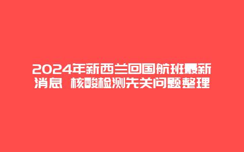 2024年新西兰回国航班最新消息 核酸检测先关问题整理