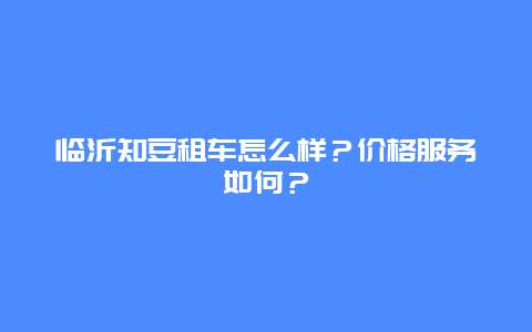 临沂知豆租车怎么样？价格服务如何？