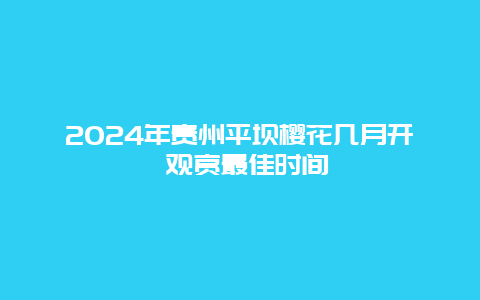 2024年贵州平坝樱花几月开 观赏最佳时间