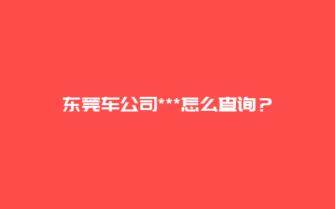 东莞车公司***怎么查询？