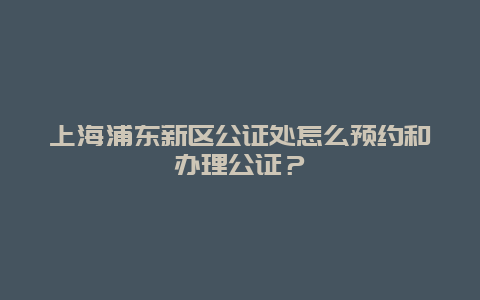 上海浦东新区公证处怎么预约和办理公证？